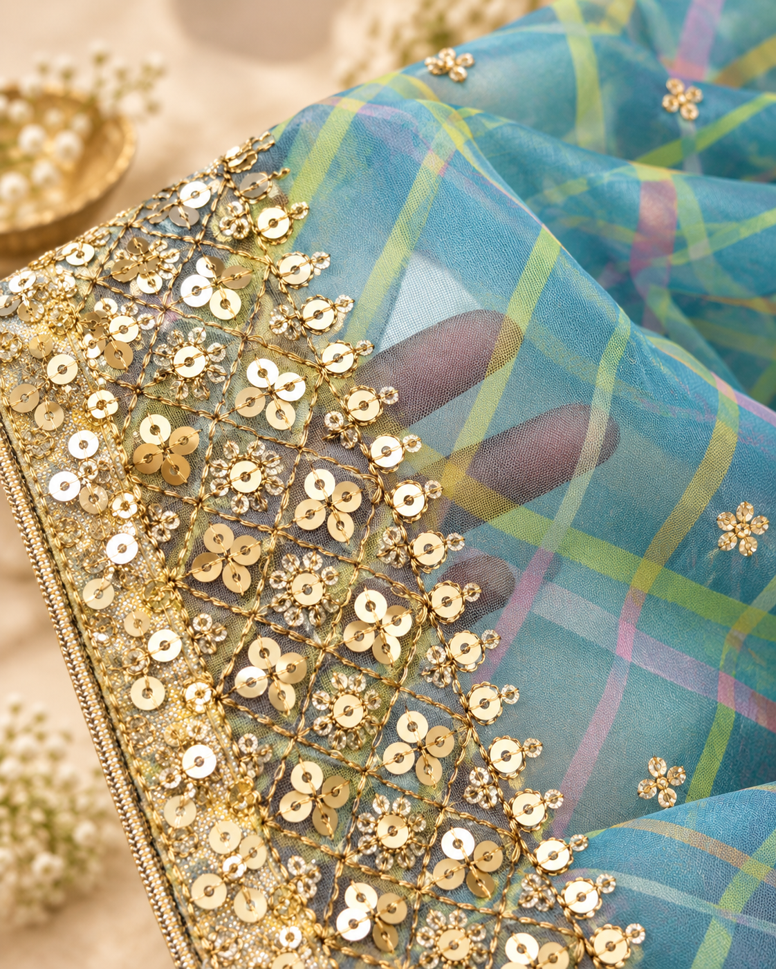 Green Embroidered Organza Dupatta for Women with Embroidered border, Stole, Scarf, shawl, abaya, Chuniri, Embroidered Indian Chunni, DP1023