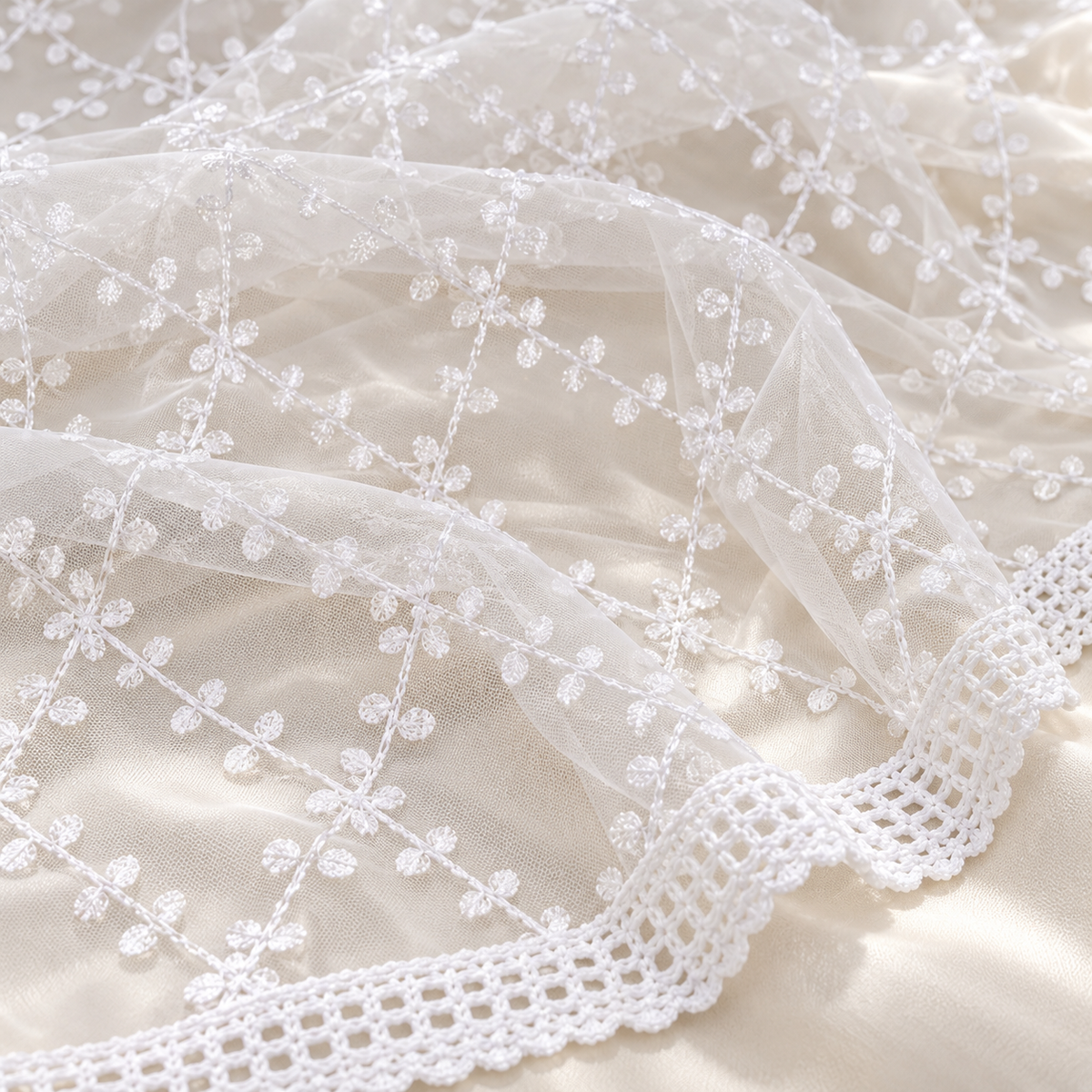 White Embroidered Stole/ dupatta, Tulle, Net Fabric, Embroidered Bridal Wedding Fabric, Saree Drape, Veil, Abaya, Mesh Fabric DP30