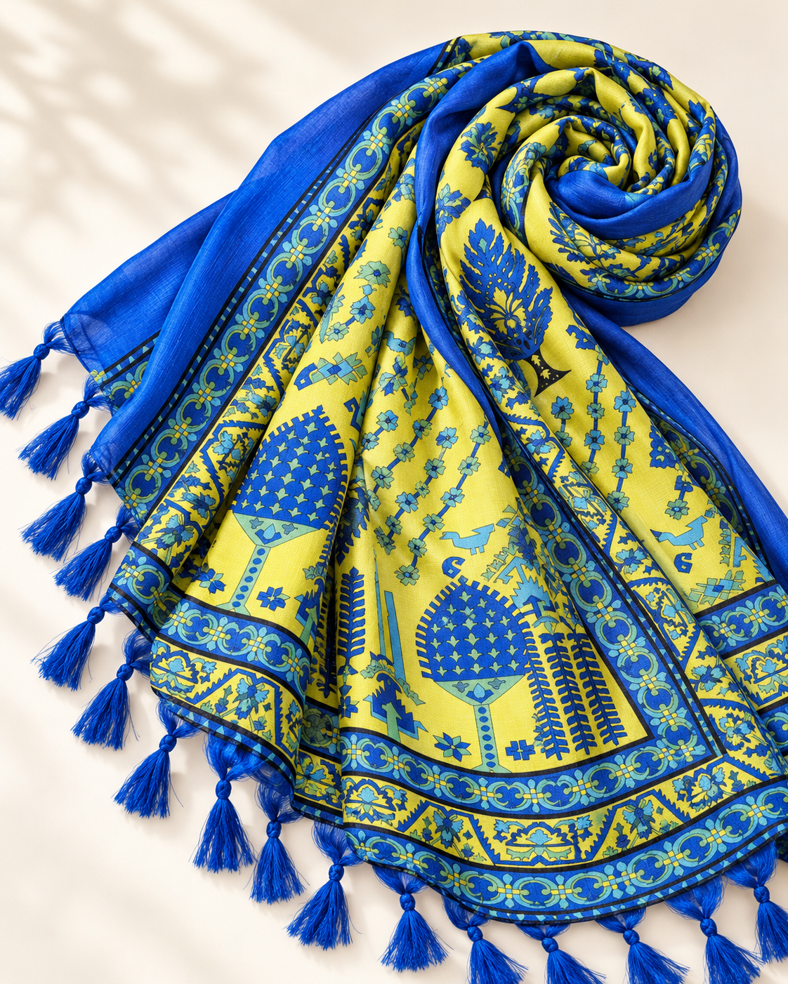Blue Indian Kalamkari Print Dupatta, Shawl, Veil, Chunari, Salwar suit, Bridal Wear, Saree Drape, DP36