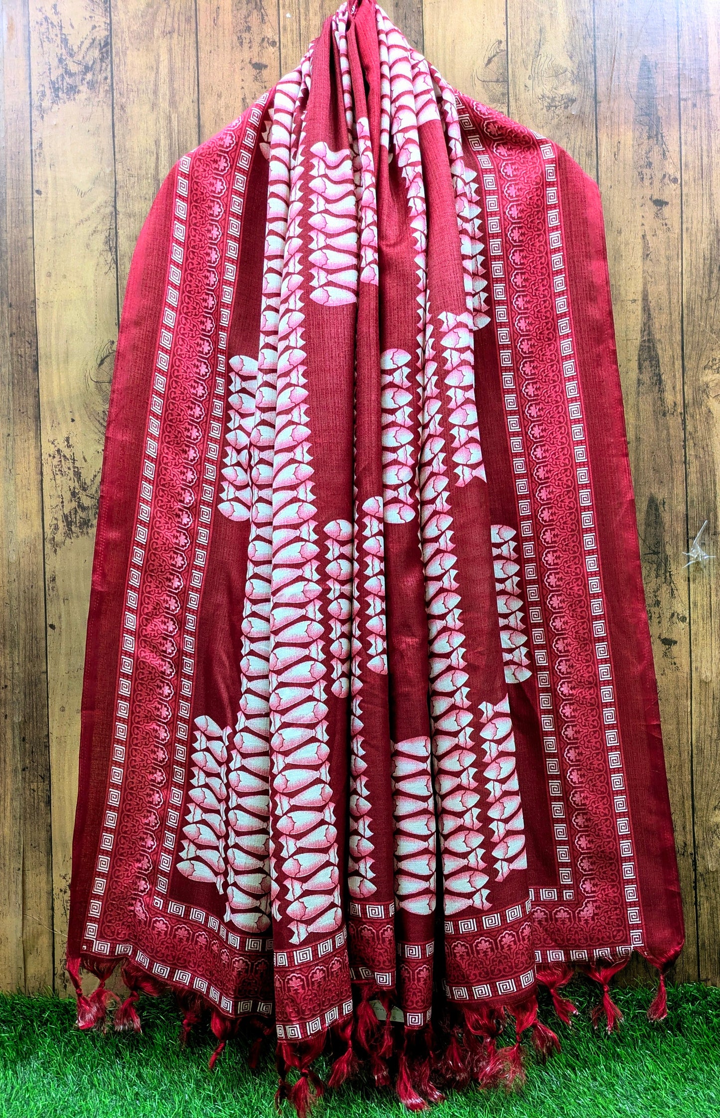 Handloom Khadi Art Silk Scarf, Block Print Vegetable Dyed Stole, Handmade Dupatta, Indian Khadi silk DP41