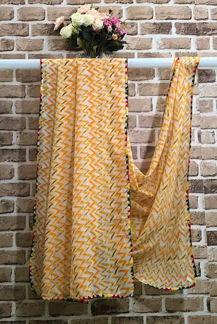 Yellow Jaipuri Print Dupatta ,Indian Cotton Scarf, Drape, Shawl, Veil, Bridesmaids gift, Gift for her, Best gift ideas DP962