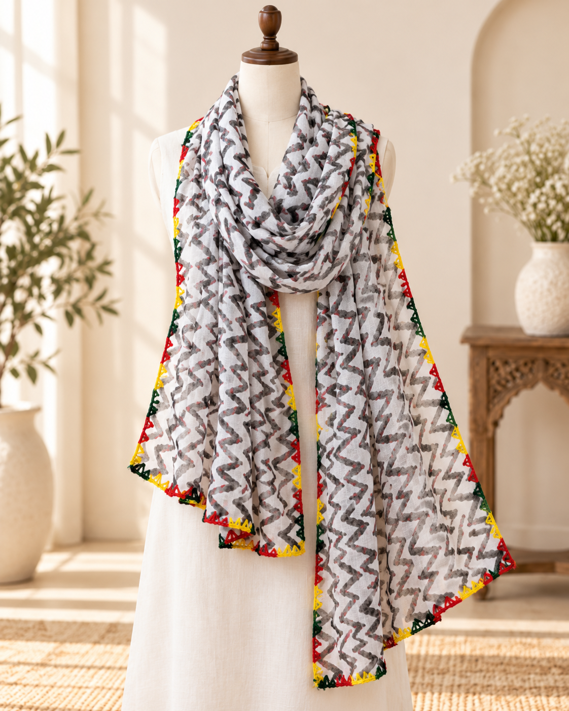 Black and white print Dupatta ,Indian Cotton Scarf, Drape, Shawl, Veil, Bridesmaids gift, Gift for her, Best gift ideas DP970