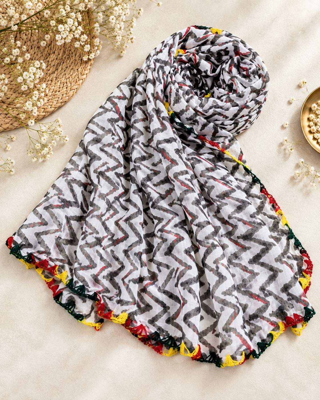 Black and white print Dupatta ,Indian Cotton Scarf, Drape, Shawl, Veil, Bridesmaids gift, Gift for her, Best gift ideas DP970