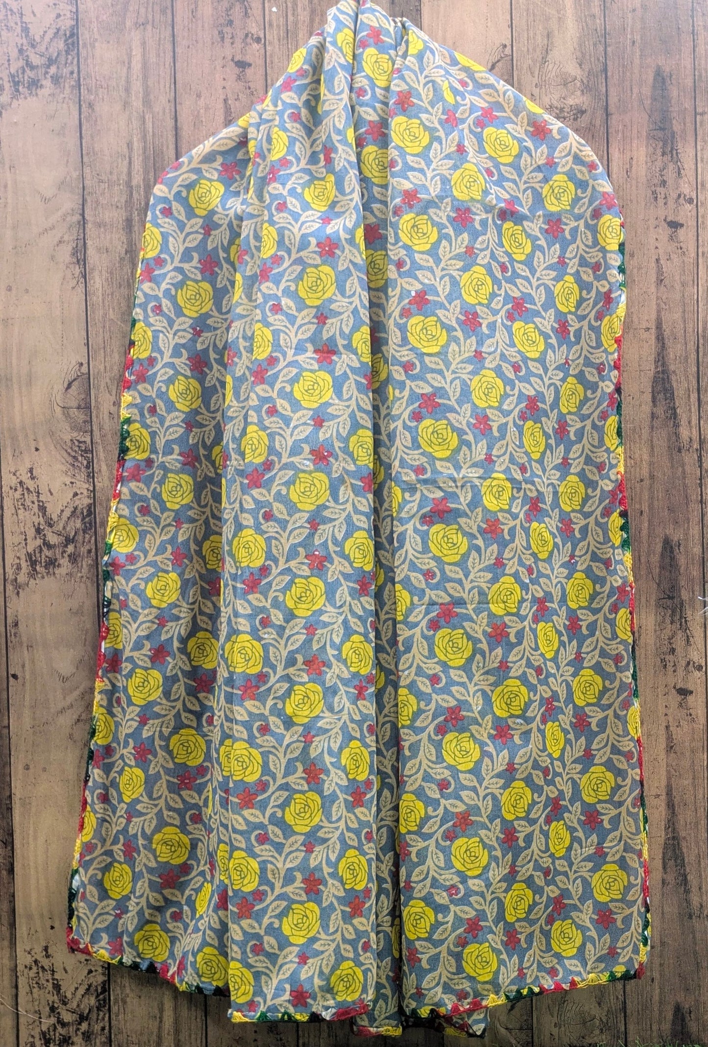 Indian Jaipuri Print Dupatta in Gray color ,Cotton Scarf, Drape, Shawl, Veil, Gift for her, Best gift ideas - DP991