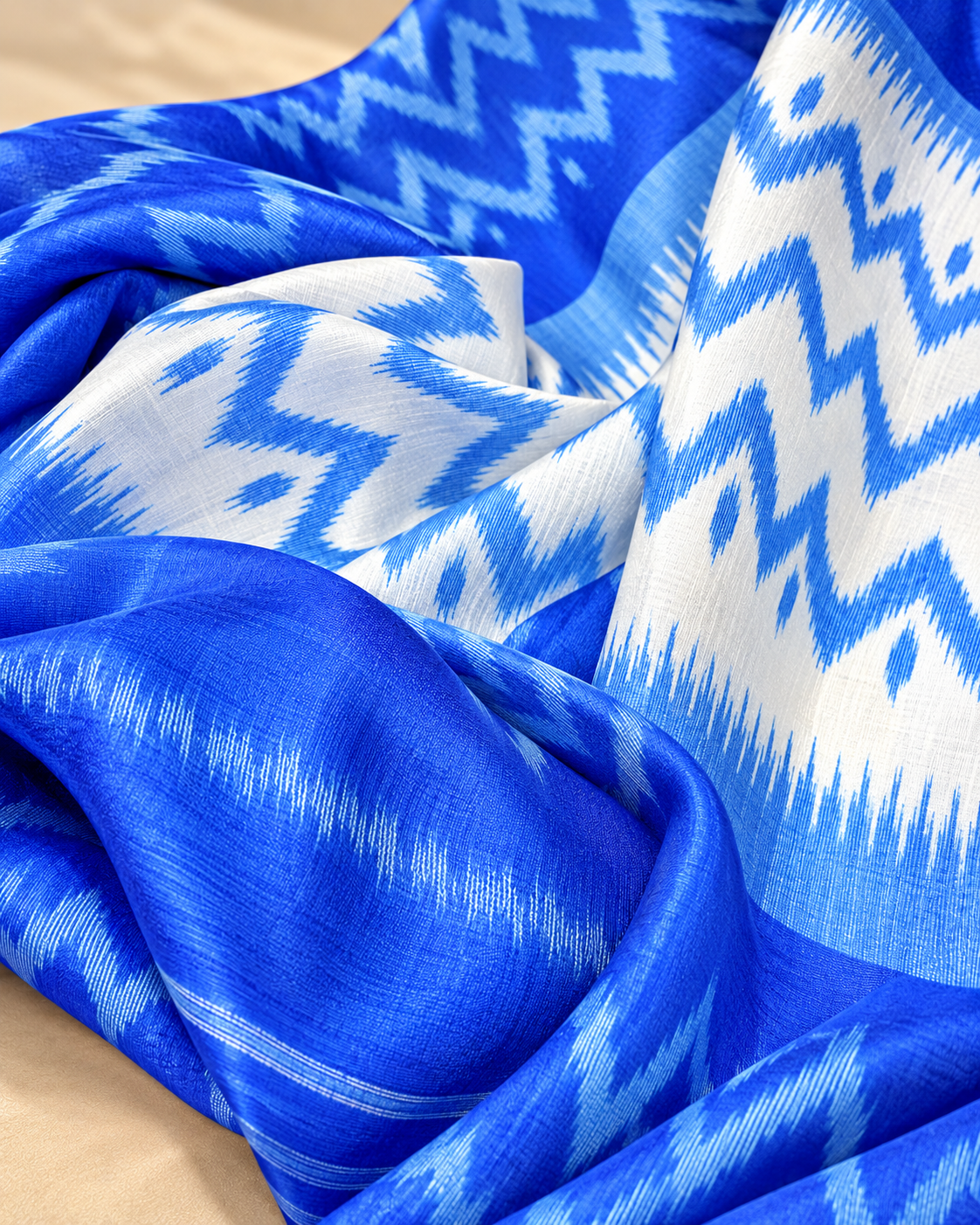 Blue and White Ikat Weave Dupatta for Women, Viscose Silk Stole, Chunni, Scarf, Shawl, Abaya, Ethnic dress, Christmas Gifts DP992