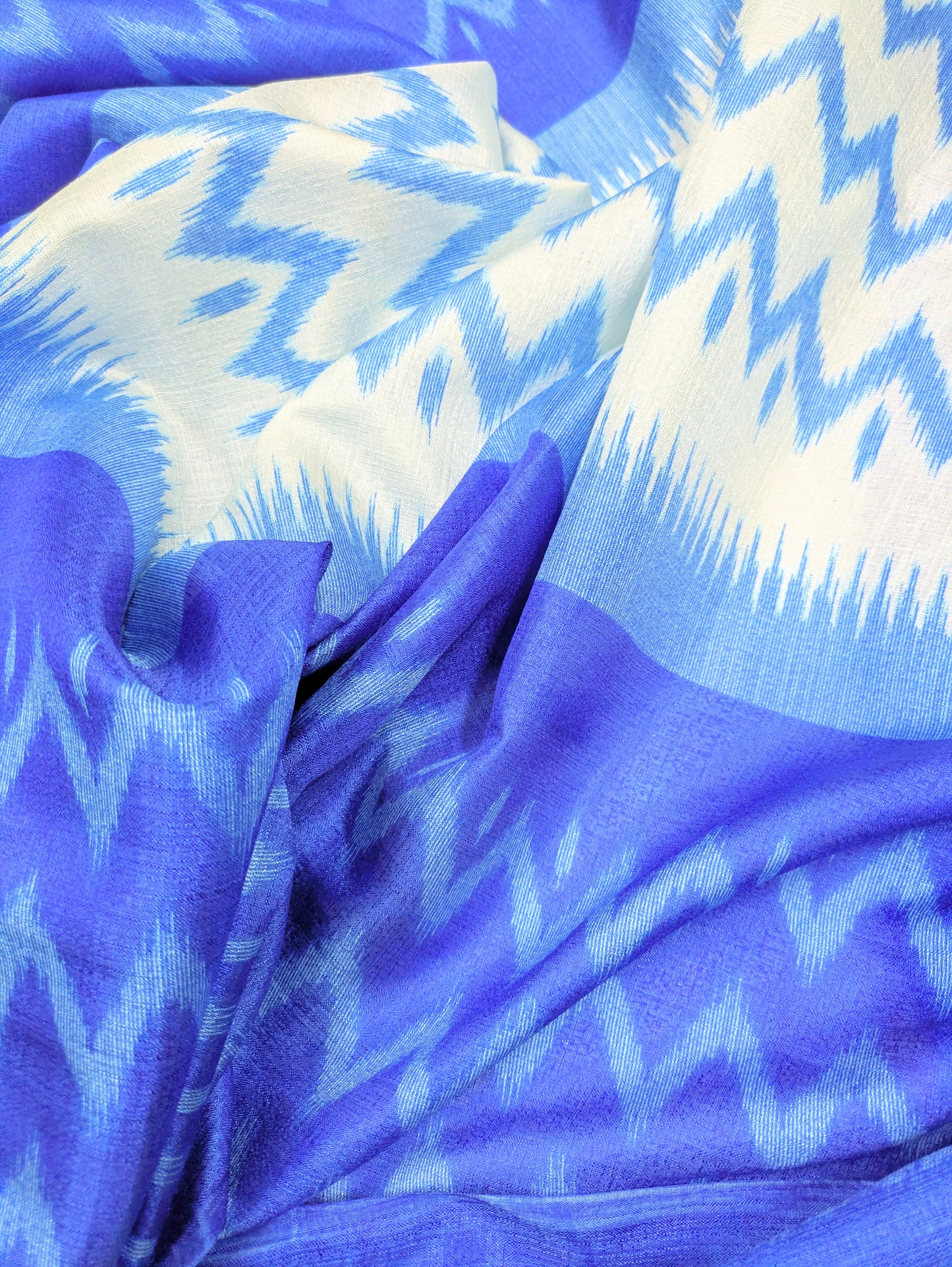 Blue and White Ikat Weave Dupatta for Women, Viscose Silk Stole, Chunni, Scarf, Shawl, Abaya, Ethnic dress, Christmas Gifts DP992