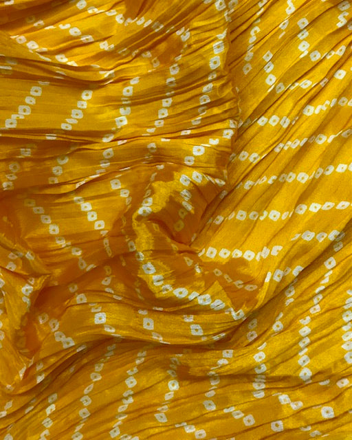 Yellow Jaipuri Bandhani Print Odhani ,Indian Viscose Silk Dupatta for Women, Scarf, Stole, Shawl, Veil, Chunari, Crushed fabric DP997