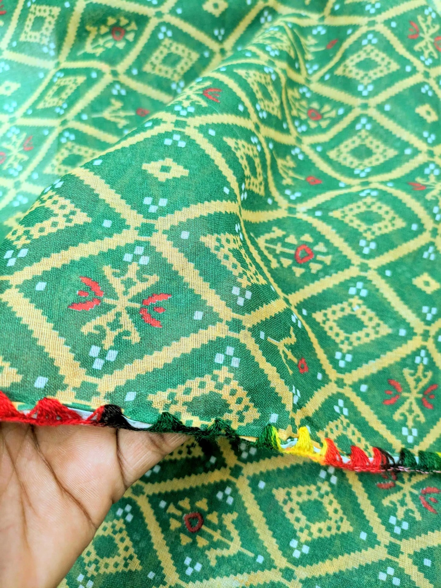 Green Jaipuri print Dupatta ,Indian Cotton Scarf, Drape, Shawl, Veil, Bridesmaids gift, Gift for her, Best gift ideas DP02