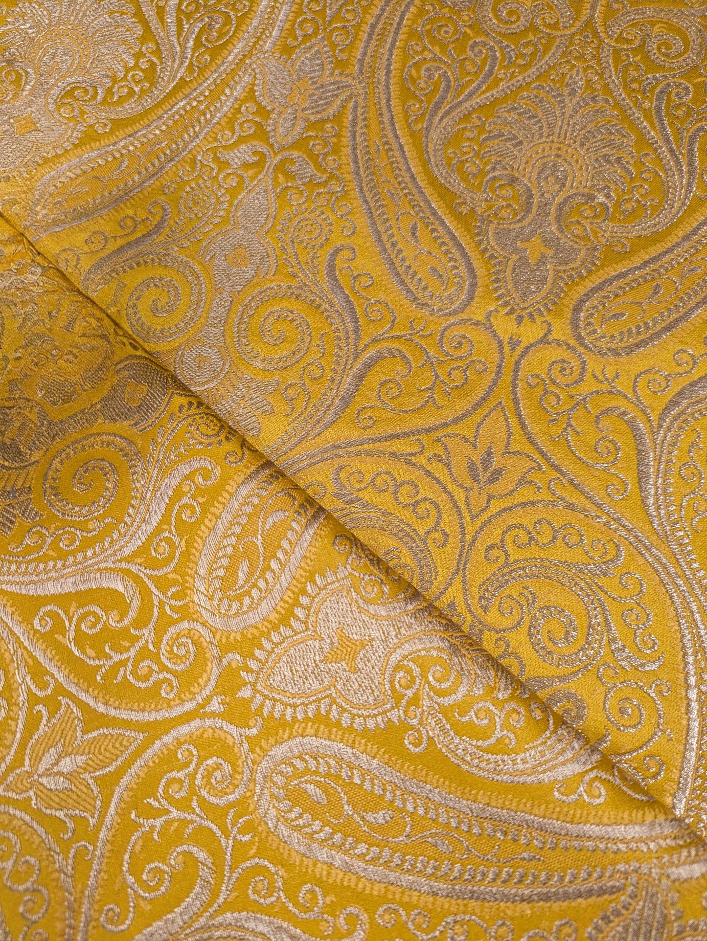Banarasi brocade fabric Yellow gold Wedding Dress fabric Floral brocade Jacquard fabric Home Decor Upholstry Brocade Fabric by the yard