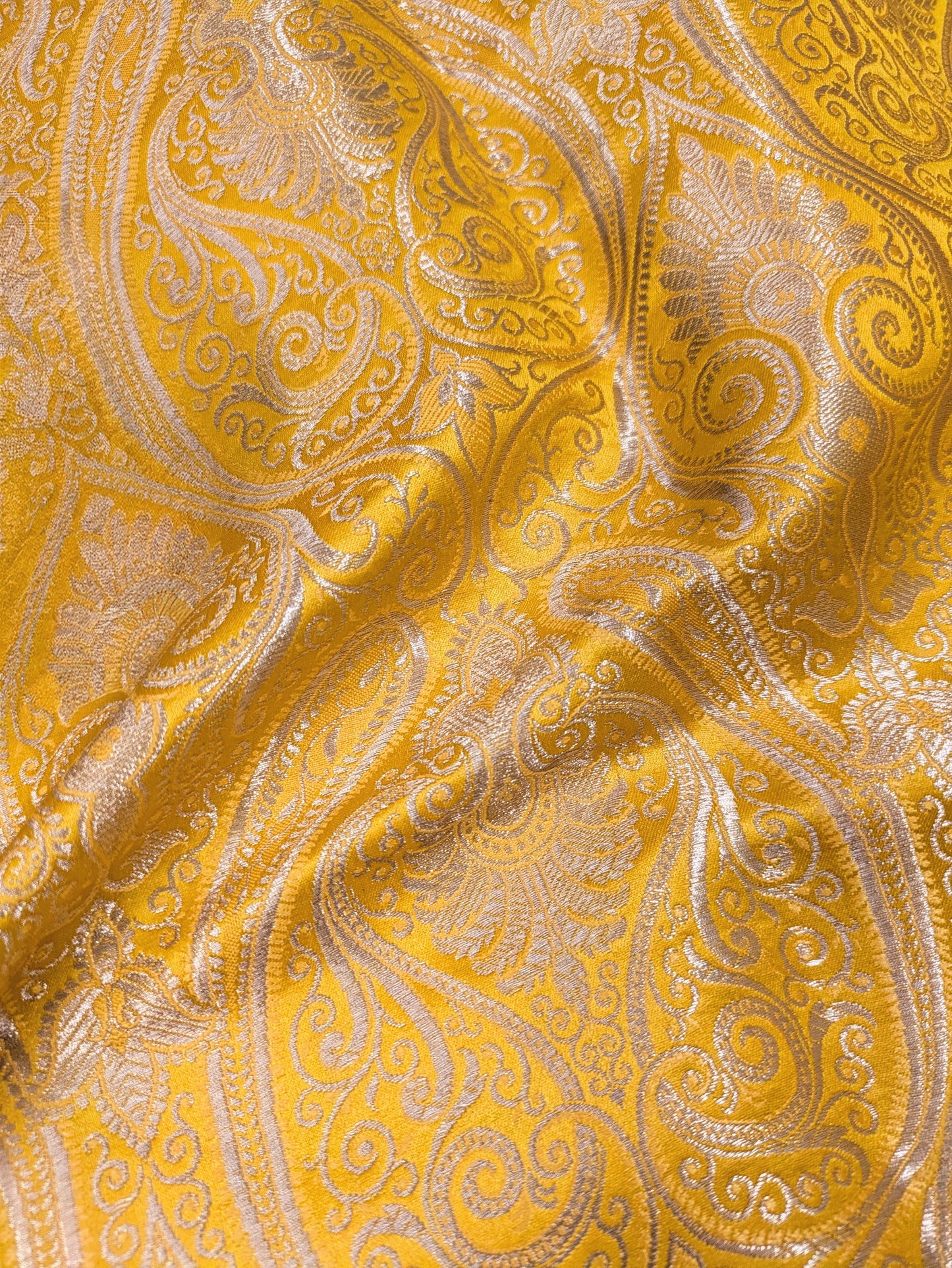 Banarasi brocade fabric Yellow gold Wedding Dress fabric Floral brocade Jacquard fabric Home Decor Upholstry Brocade Fabric by the yard