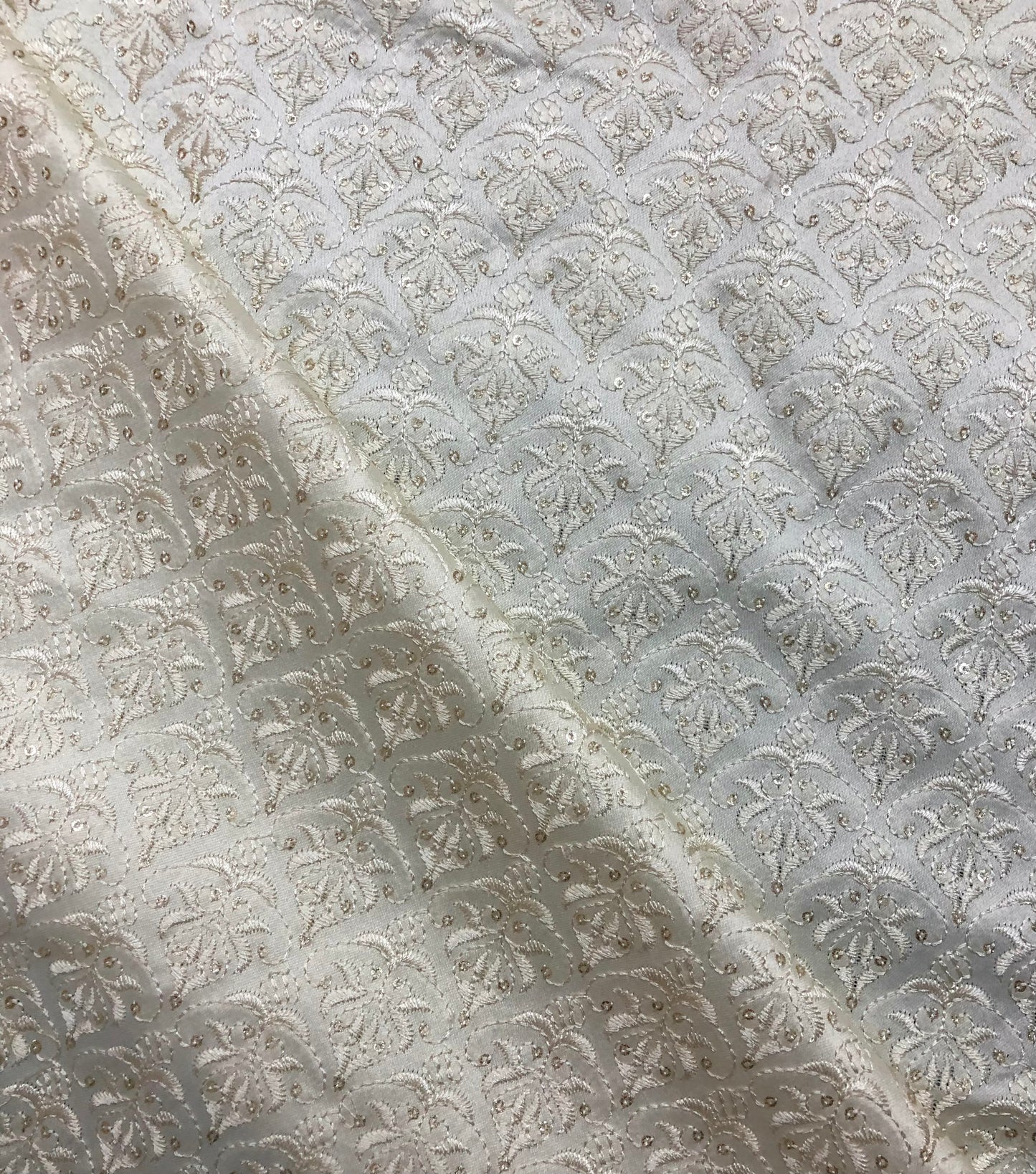 Off White Embroidered Fabric, Drapery Fabric, Wedding Dress fabric,  Multiple lengths will come in a continuous piece - NF871