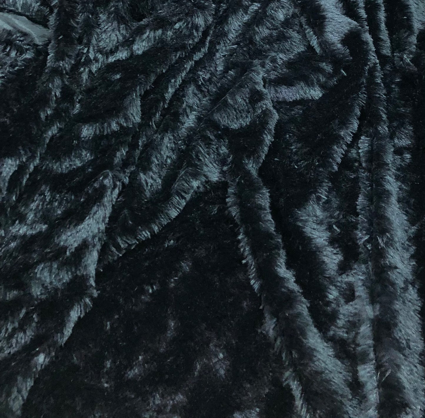 Solid Shaggy Faux Fur Fabric in black Color, Craft Sewing Cosplay Costume Decorations, Multiple lengths will come in the continuous piece.