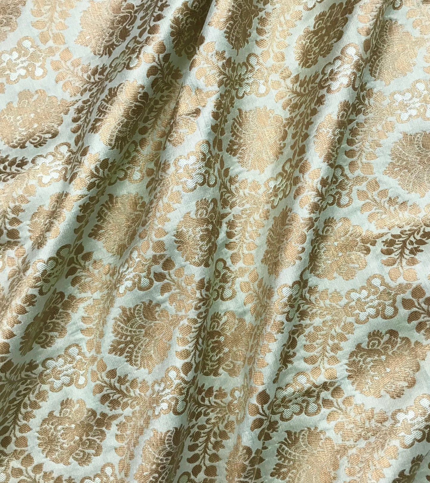 Banarasi Brocade fabric Green and Gold Fabric, Wedding Brocade Fabric, Fabric Multiple yardage will come in the continuous length NF844