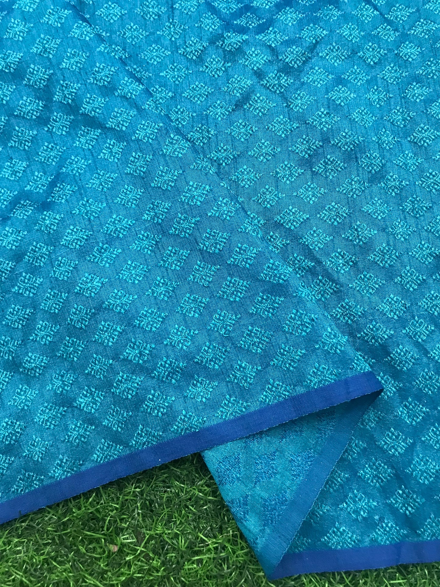 Indian Banarasi Brocade Fabric in Blue color, Multiple lengths will come in the continuous piece - NF2010