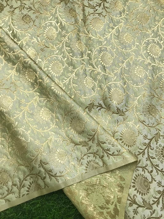 Sage green gold brocade fabric, Jacquard fabric, Floral brocade, Wedding inspiration, Designer fabric, Fabric by yard/meter - NFAF1095