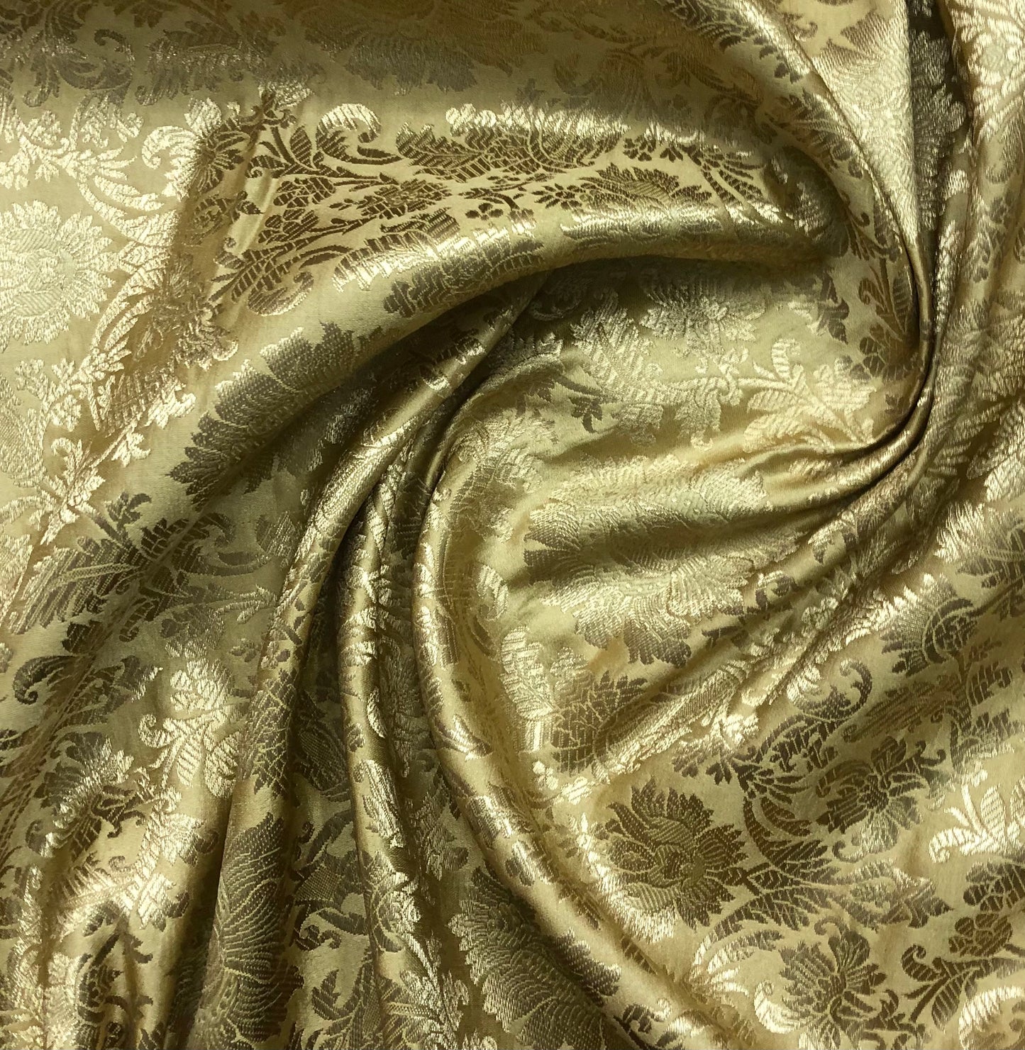 Indian Banarasi Brocade Fabric in Beige and Gold color, Multiple lengths will come in the continuous piece - NF881