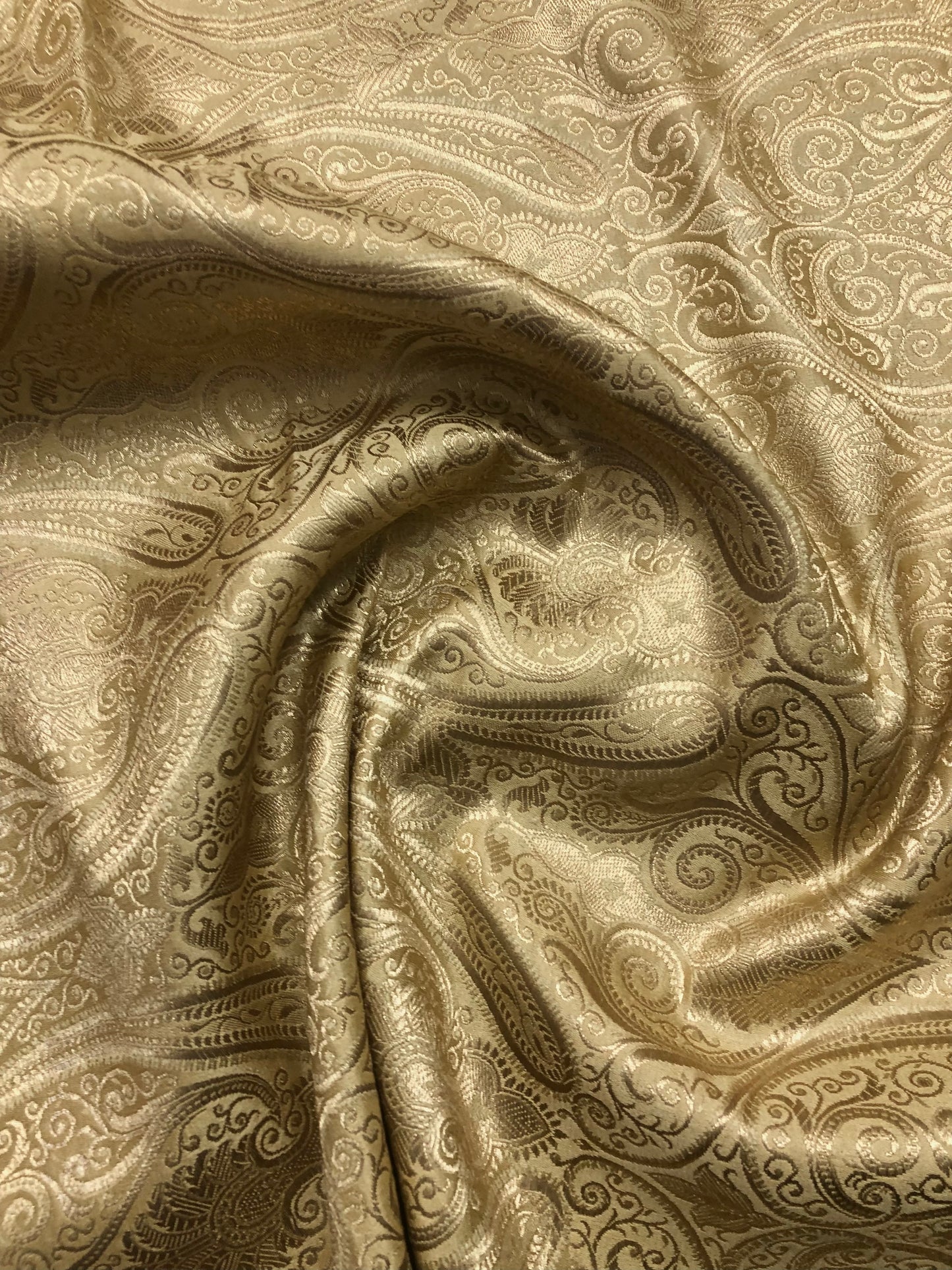 Indian Banarasi Brocade Fabric in Beige & Gold color, Multiple lengths will come in the continuous piece - NF947