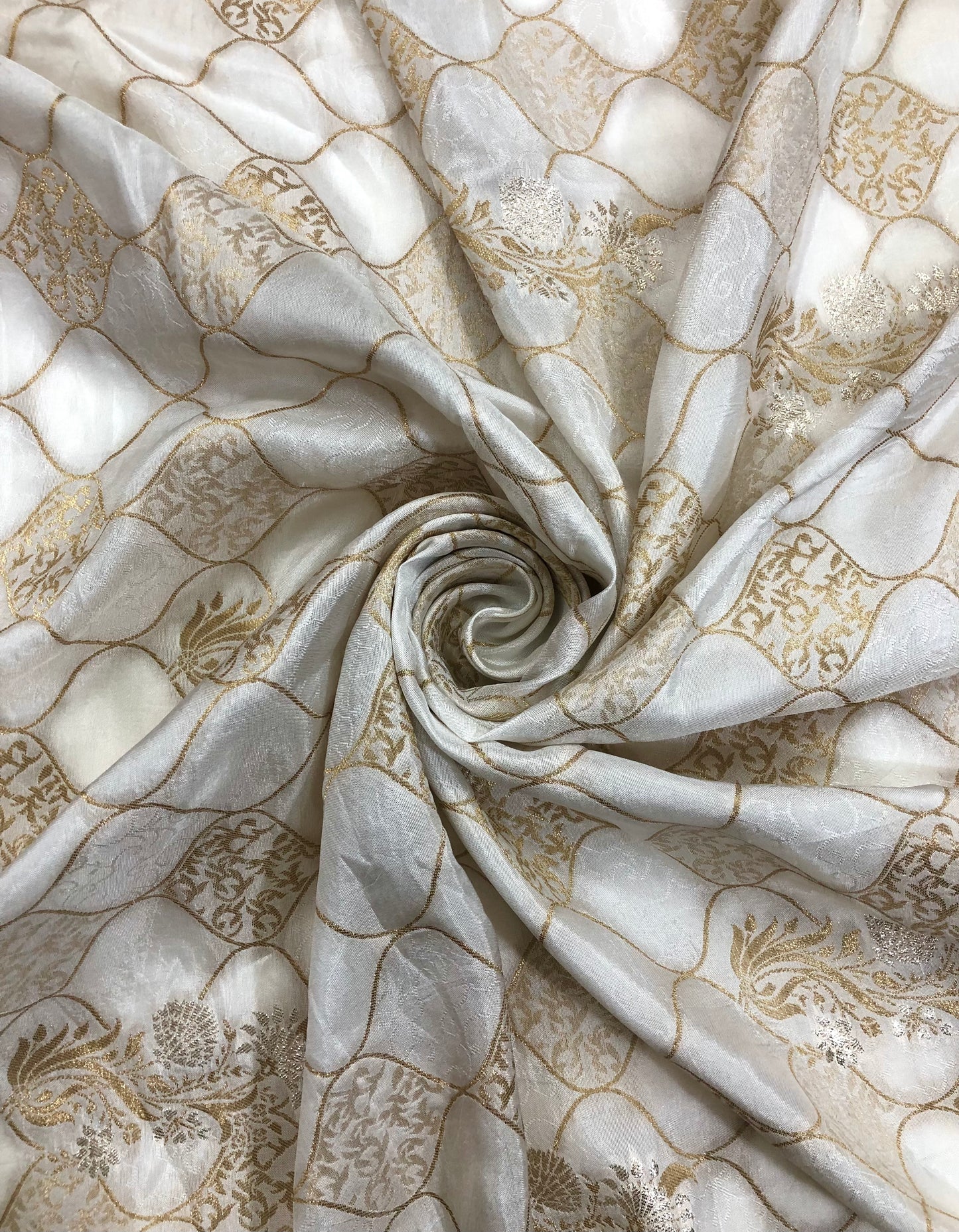 Indian Indian Dola Silk Fabric And Off White Color, Multiple lengths will come in the continuous piece - NF865