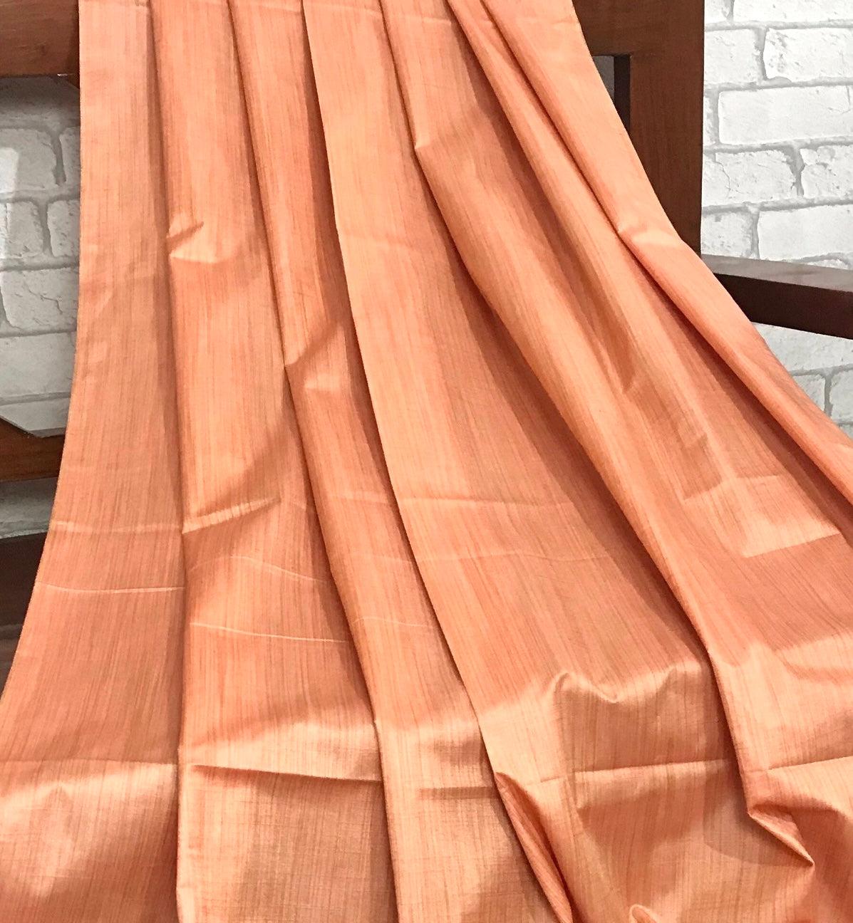 Peach Coral Art/ Poly Silk Fabric, Handloom Art Silk Fabric, Dress Fabric -TSF53