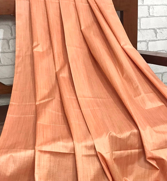 Peach Coral Art/ Poly Silk Fabric, Handloom Art Silk Fabric, Dress Fabric -TSF53