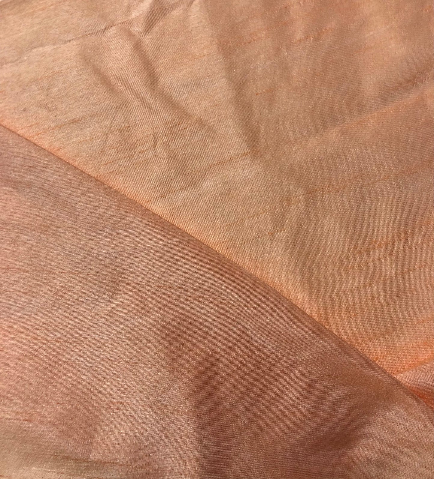 Peach Poly Silk Fabric, Handloom Art Silk Fabric, Multiple lengths will come in the continuous piece - TSF37