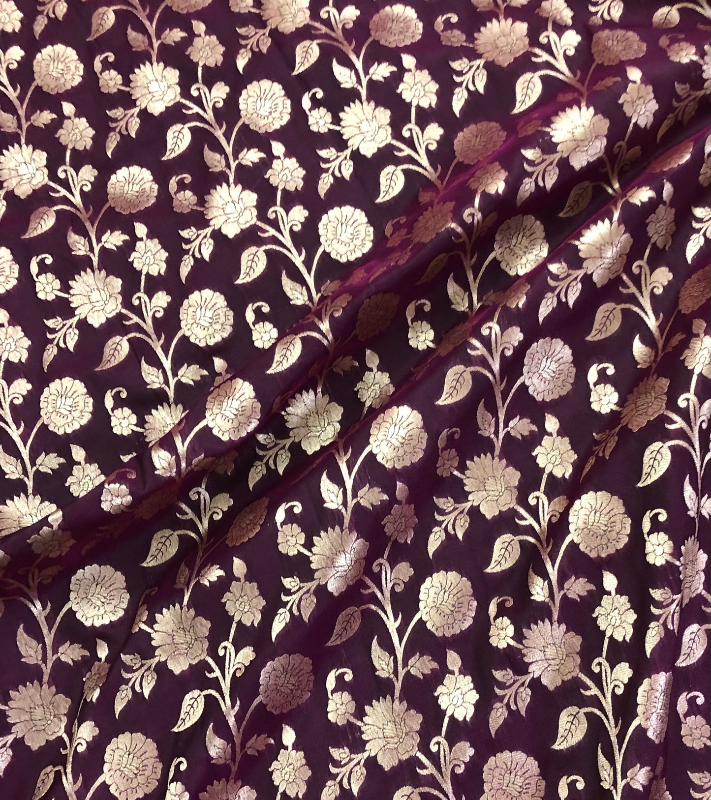 Banarasi Brocade Fabric in Wine & Gold color, Multiple lengths will come in the continuous piece - NF780