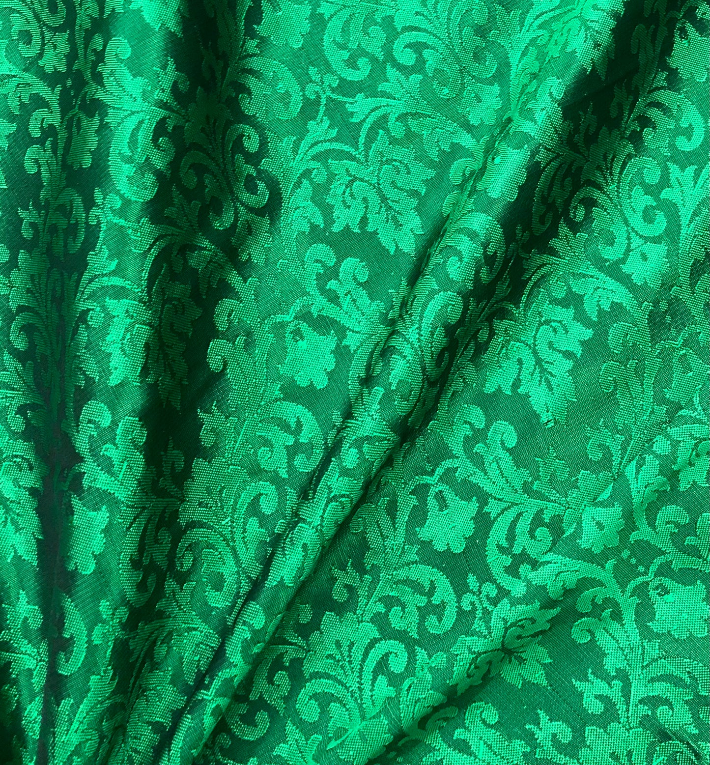 Indian Banarasi Brocade Fabric in Green Color, Multiple lengths will come in a continuous piece - NF375