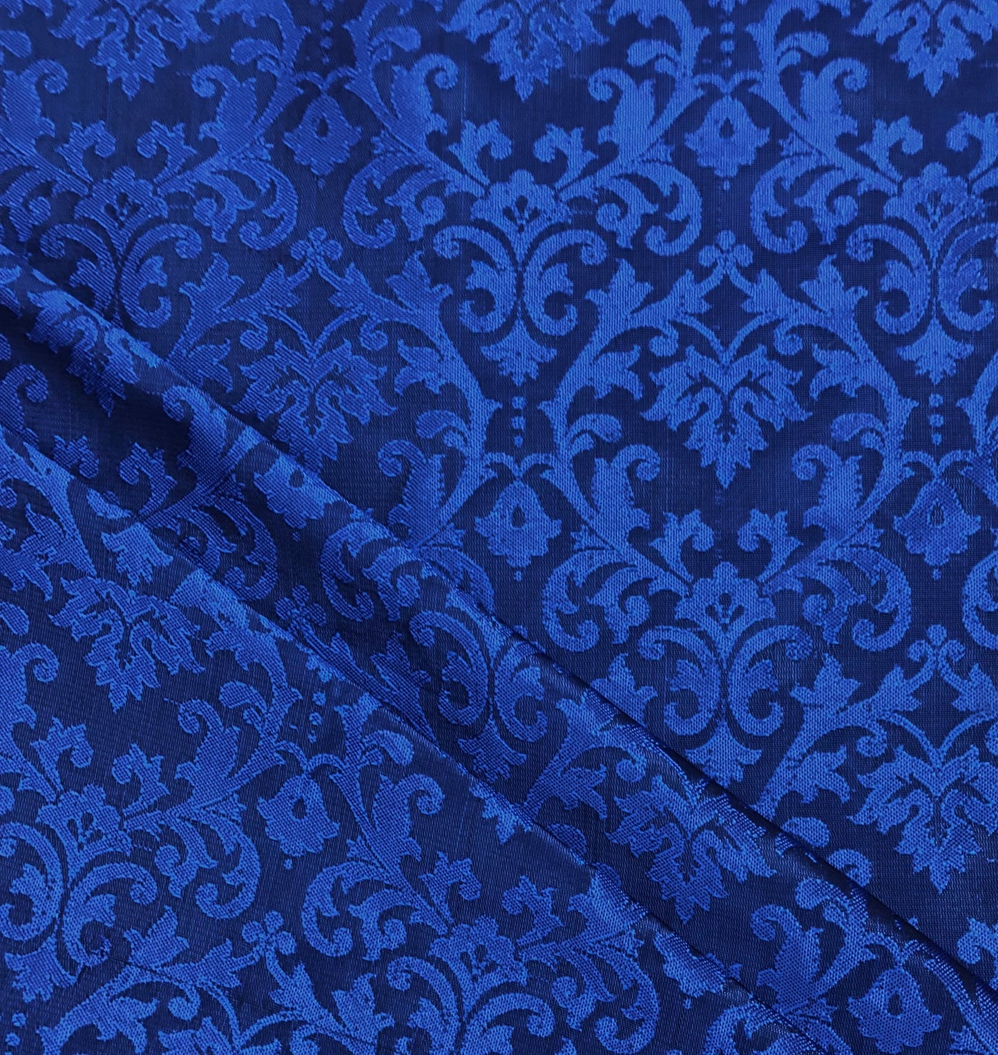 Indian Banarasi Brocade Fabric in Blue Color, Multiple lengths will come in the continuous piece - NF167