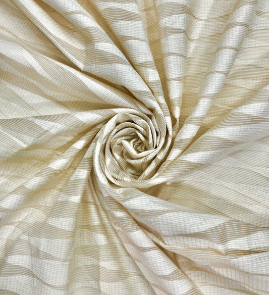 Pure Cotton and Ikat weave fabric in Ivory fabric, Multiple lengths will come in the continuous piece - COTF837