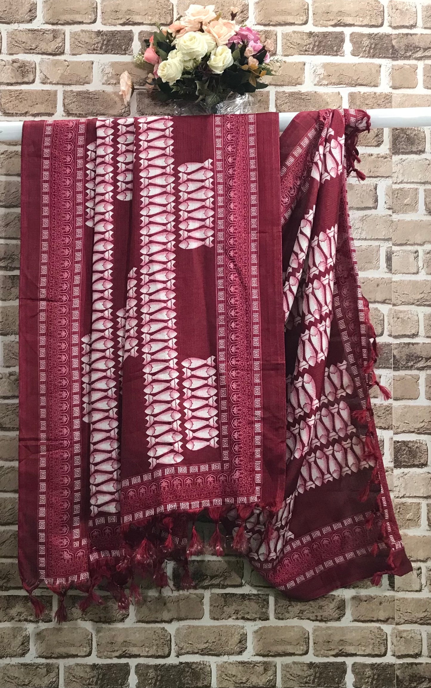 Handloom Khadi Art Silk Scarf, Block Print Vegetable Dyed Stole, Handmade Dupatta, Indian Khadi silk DP41