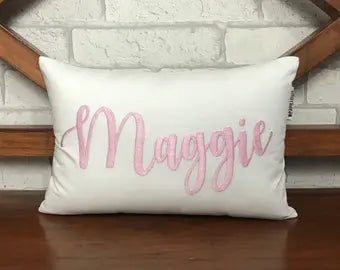 EMBROIDERED PILLOW With Names, Monogram Pillow, Personalised Name Gifts,Wedding Gifts,Nursery Decor, Dorm Decor,Christmas Gifts,