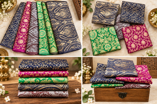 5 pcs Bundle Brocade Fabrics, assorted brocade fabric bundle, Banarasi fabric NF011