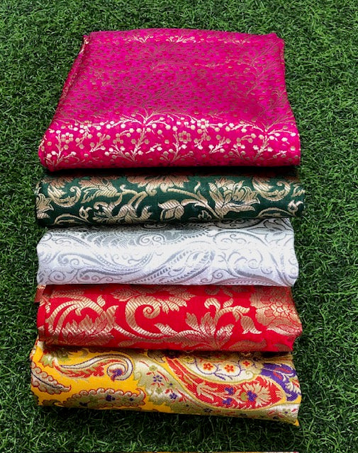 5 pcs Bundle Brocade Fabrics, assorted brocade fabric bundle, Banarasi fabric - NF014