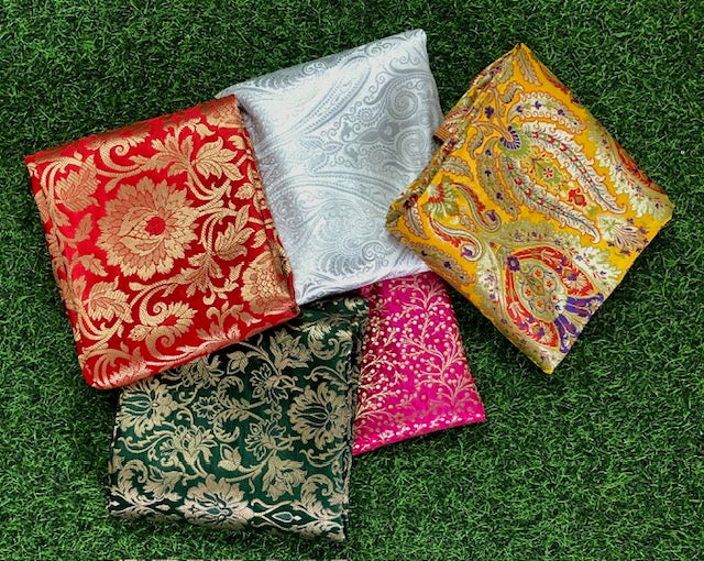 5 pcs Bundle Brocade Fabrics, assorted brocade fabric bundle, Banarasi fabric - NF014