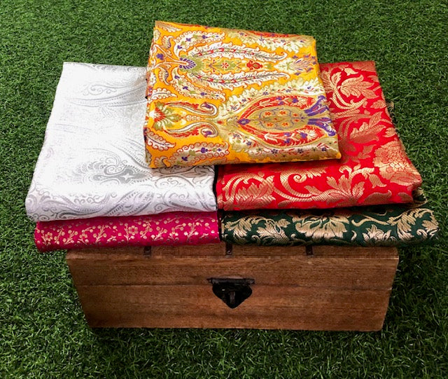 5 pcs Bundle Brocade Fabrics, assorted brocade fabric bundle, Banarasi fabric - NF014