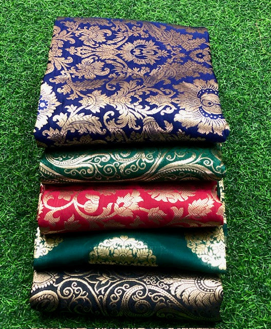 5 pcs Bundle Brocade Fabrics, assorted brocade fabric bundle, Banarasi fabric - NF017