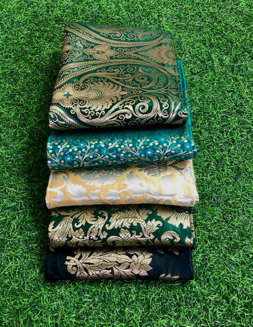 5 pcs Bundle Brocade Fabrics, assorted brocade fabric bundle, Banarasi fabric - NF018