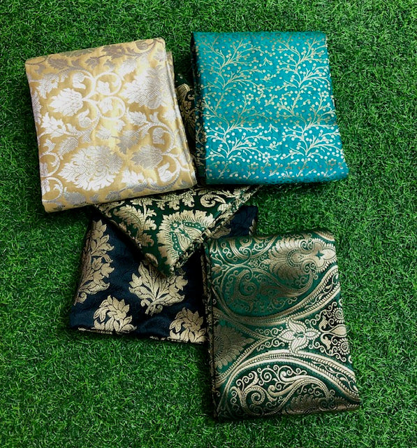 5 pcs Bundle Brocade Fabrics, assorted brocade fabric bundle, Banarasi fabric - NF018