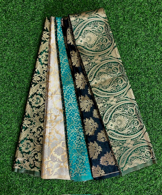 5 pcs Bundle Brocade Fabrics, assorted brocade fabric bundle, Banarasi fabric - NF018