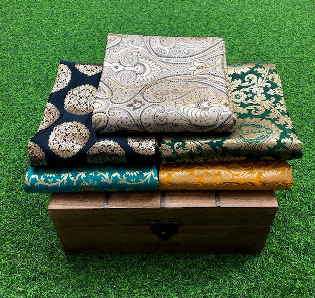 5 pcs Bundle Brocade Fabrics, assorted brocade fabric bundle, Banarasi fabric - NF019