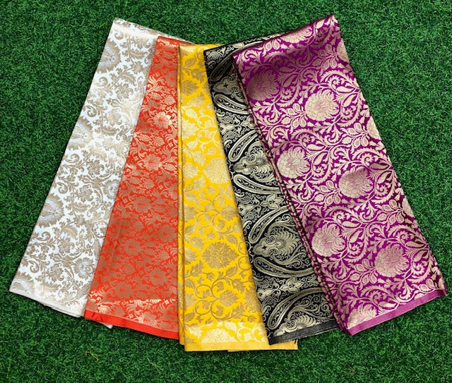 5 pcs Bundle Brocade Fabrics, assorted brocade fabric bundle, Banarasi fabric - NF020