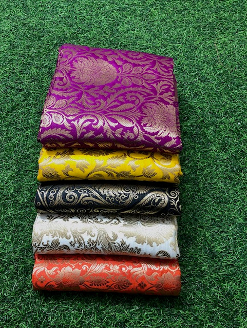 5 pcs Bundle Brocade Fabrics, assorted brocade fabric bundle, Banarasi fabric - NF020