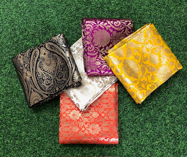 5 pcs Bundle Brocade Fabrics, assorted brocade fabric bundle, Banarasi fabric - NF020