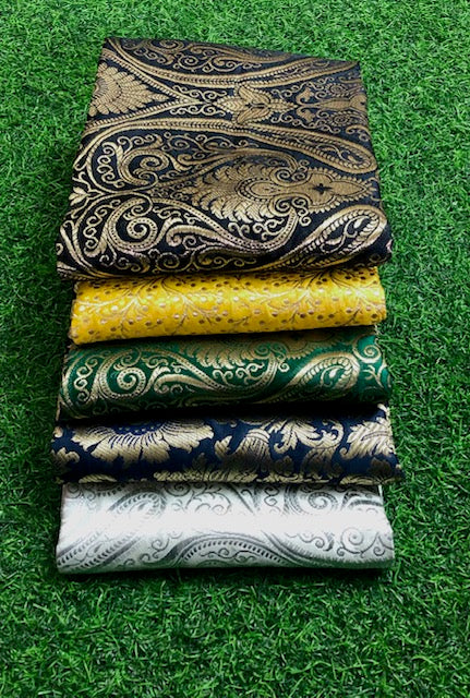 5 pcs Bundle Brocade Fabrics, assorted brocade fabric bundle, Banarasi fabric - NF021