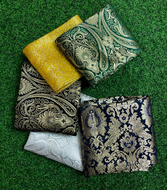 5 pcs Bundle Brocade Fabrics, assorted brocade fabric bundle, Banarasi fabric - NF021