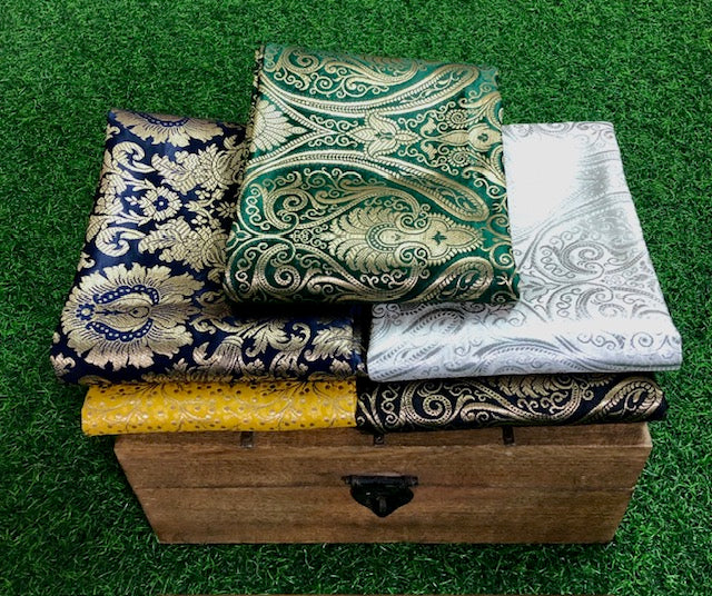 5 pcs Bundle Brocade Fabrics, assorted brocade fabric bundle, Banarasi fabric - NF021