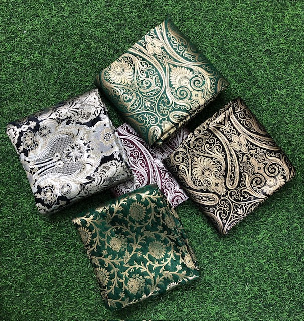 5 pcs Bundle Brocade Fabrics, assorted brocade fabric bundle, Banarasi fabric - NF022