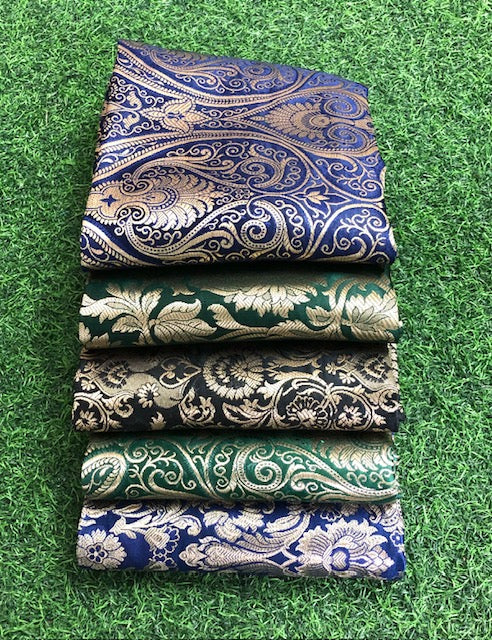 5 pcs Bundle Brocade Fabrics, assorted brocade fabric bundle, Banarasi fabric - NF023