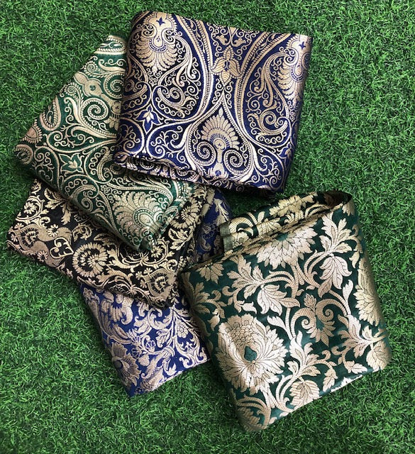 5 pcs Bundle Brocade Fabrics, assorted brocade fabric bundle, Banarasi fabric - NF023