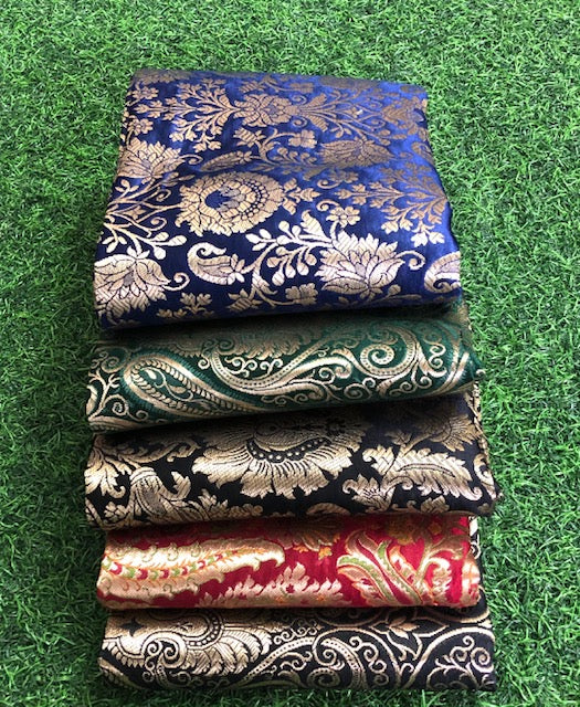 5 pcs Bundle Brocade Fabrics, assorted brocade fabric bundle, Banarasi fabric - NF024